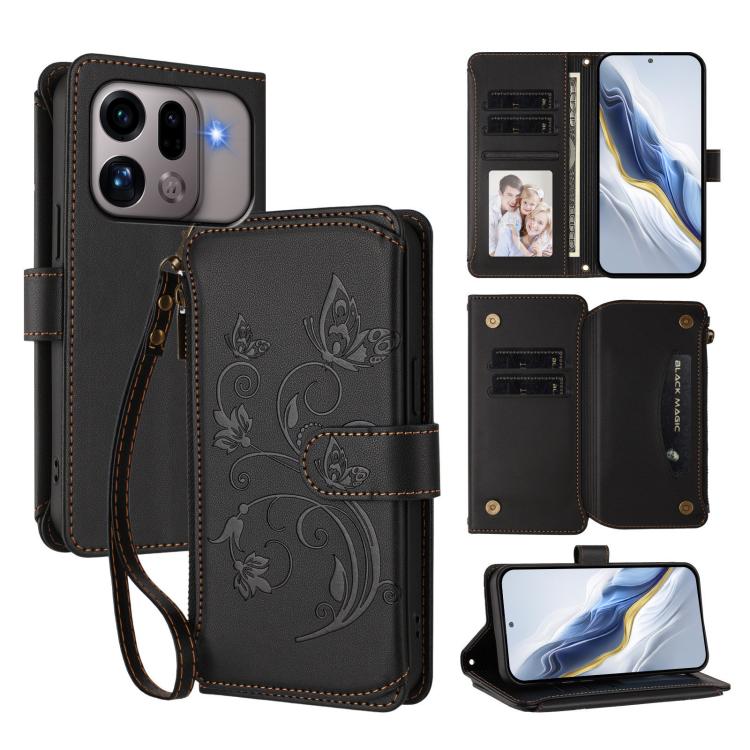 Butterfly Love Flower Multi-card Zipper Wallet Leather Phone Case, For OPPO Reno16 F 5G / FS 5G, For OPPO Reno16 Pro 5G Global, For OPPO Find X9s Pro 5G, For OPPO Find X9 Ultra, For OPPO Find X9, For OPPO A6 GT 5G, For OPPO Find X9 Pro, For OPPO K13 In...