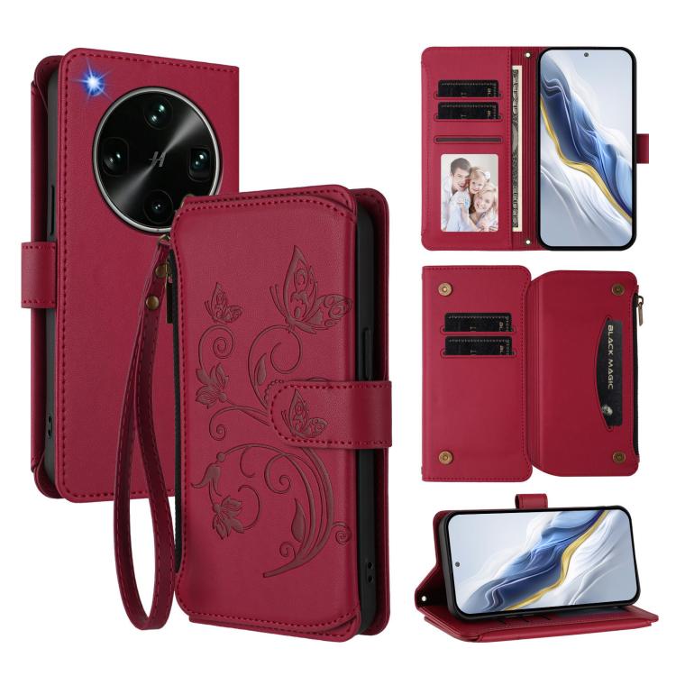 Butterfly Love Flower Multi-card Zipper Wallet Leather Phone Case, For OPPO Reno16 F 5G / FS 5G, For OPPO Reno16 Pro 5G Global, For OPPO Find X9s Pro 5G, For OPPO Find X9 Ultra, For OPPO Find X9, For OPPO A6 GT 5G, For OPPO Find X9 Pro, For OPPO K13 In...