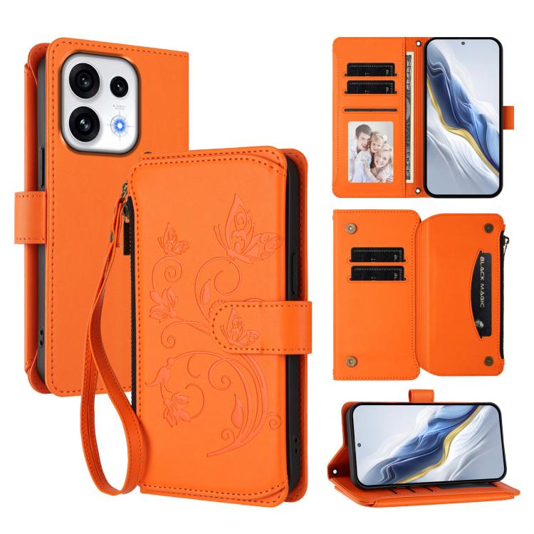 Butterfly Love Flower Multi-card Zipper Wallet Leather Phone Case, For OPPO Reno16 F 5G / FS 5G, For OPPO Reno16 Pro 5G Global, For OPPO Find X9s Pro 5G, For OPPO Find X9 Ultra, For OPPO Find X9, For OPPO A6 GT 5G, For OPPO Find X9 Pro, For OPPO K13 In...