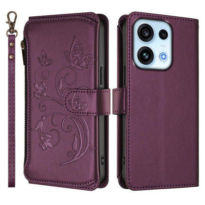Butterfly Love Flower Multi-card Zipper Wallet Leather Phone Case, For OPPO Reno16 F 5G / FS 5G, For OPPO Reno16 Pro 5G Global, For OPPO Find X9s Pro 5G, For OPPO Find X9 Ultra, For OPPO Find X9, For OPPO A6 GT 5G, For OPPO Find X9 Pro, For OPPO K13 In...