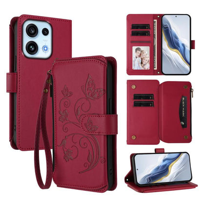 Butterfly Love Flower Multi-card Zipper Wallet Leather Phone Case, For OPPO Reno16 F 5G / FS 5G, For OPPO Reno16 Pro 5G Global, For OPPO Find X9s Pro 5G, For OPPO Find X9 Ultra, For OPPO Find X9, For OPPO A6 GT 5G, For OPPO Find X9 Pro, For OPPO K13 In...