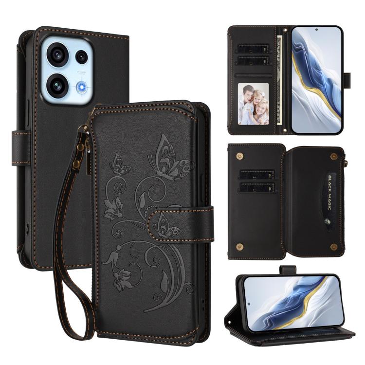 Butterfly Love Flower Multi-card Zipper Wallet Leather Phone Case, For OPPO Reno16 F 5G / FS 5G, For OPPO Reno16 Pro 5G Global, For OPPO Find X9s Pro 5G, For OPPO Find X9 Ultra, For OPPO Find X9, For OPPO A6 GT 5G, For OPPO Find X9 Pro, For OPPO K13 In...
