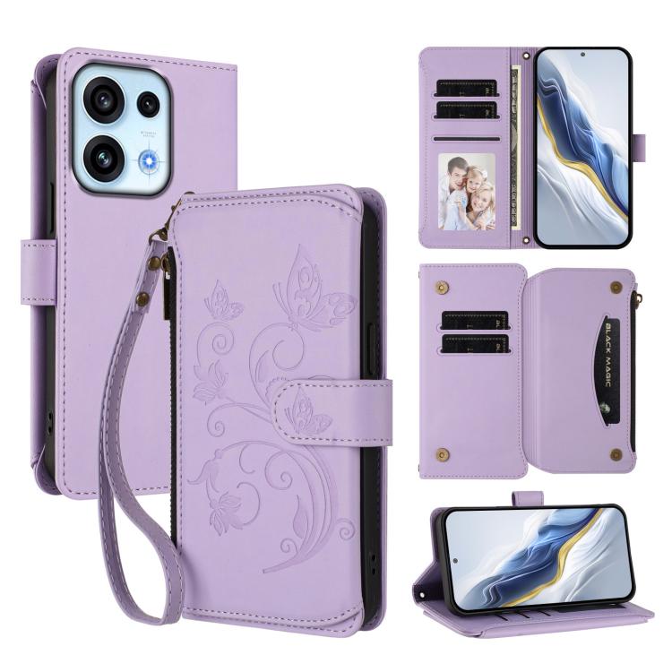 Butterfly Love Flower Multi-card Zipper Wallet Leather Phone Case, For OPPO Reno16 F 5G / FS 5G, For OPPO Reno16 Pro 5G Global, For OPPO Find X9s Pro 5G, For OPPO Find X9 Ultra, For OPPO Find X9, For OPPO A6 GT 5G, For OPPO Find X9 Pro, For OPPO K13 In...