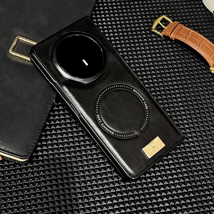 Black MagSafe magnetic phone case, textured finish with camera cutout and ring Magsafe pad