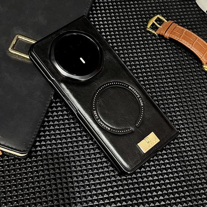 Black MagSafe magnetic phone case, textured finish with camera cutout and ring Magsafe pad