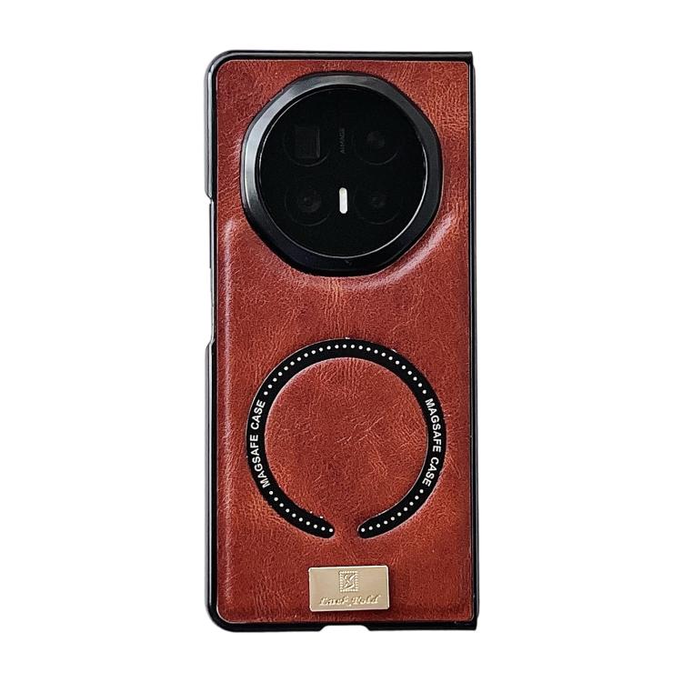 Red MagSafe magnetic phone case with circular camera opening and ring-shaped Magsafe pad