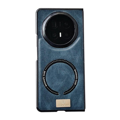 Blue MagSafe magnetic phone case with circular camera cutout and ring Magsafe holder