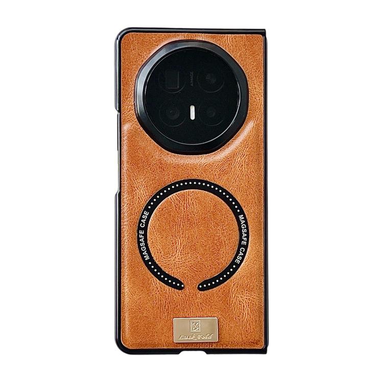 Crazy Horse patterned MagSafe phone case, coffee brown leather-look with camera cutout and ring