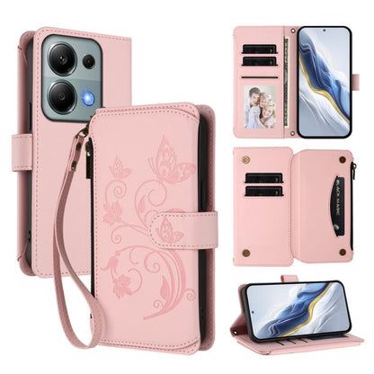 Butterfly Love Flower Multi-card Zipper Wallet Leather Phone Case, For Redmi 13 4G / 5G / 13x / Poco M6 4G, For Redmi A5 4G 173.3mm, For Redmi Note 14S 4G / Note 13 Pro 4G, For Redmi Note 14 4G 164.84mm, For Redmi Note 14 Pro 5G / Note 14 Pro+ 5G      ...