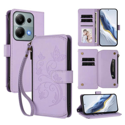 Butterfly Love Flower Multi-card Zipper Wallet Leather Phone Case, For Redmi 13 4G / 5G / 13x / Poco M6 4G, For Redmi A5 4G 173.3mm, For Redmi Note 14S 4G / Note 13 Pro 4G, For Redmi Note 14 4G 164.84mm, For Redmi Note 14 Pro 5G / Note 14 Pro+ 5G      ...