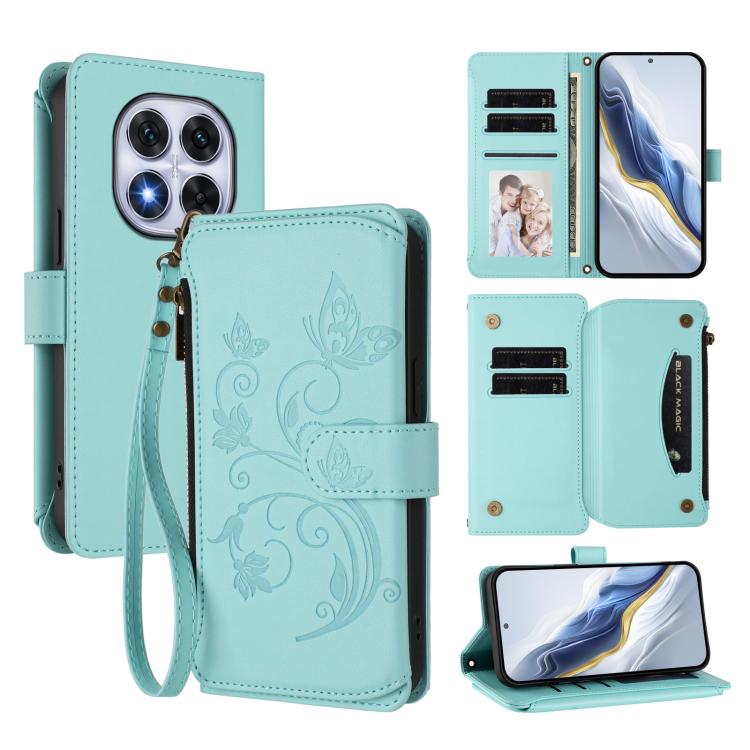 Butterfly Love Flower Multi-card Zipper Wallet Leather Phone Case, For Redmi 13 4G / 5G / 13x / Poco M6 4G, For Redmi A5 4G 173.3mm, For Redmi Note 14S 4G / Note 13 Pro 4G, For Redmi Note 14 4G 164.84mm, For Redmi Note 14 Pro 5G / Note 14 Pro+ 5G      ...
