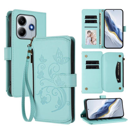 Butterfly Love Flower Multi-card Zipper Wallet Leather Phone Case, For Redmi 13 4G / 5G / 13x / Poco M6 4G, For Redmi A5 4G 173.3mm, For Redmi Note 14S 4G / Note 13 Pro 4G, For Redmi Note 14 4G 164.84mm, For Redmi Note 14 Pro 5G / Note 14 Pro+ 5G      ...