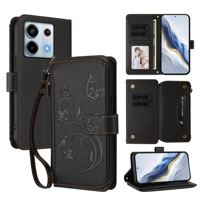 Butterfly Love Flower Multi-card Zipper Wallet Leather Phone Case, For Redmi 13C 4G / 5G / Poco C65, For Redmi Note 13 4G, For Redmi Note 13 Pro 5G / Poco X6, For Redmi Note 13 5G, For Redmi Note 13 Pro+, For Redmi 12 4G / 5G / Note 12R                ...