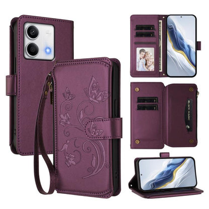 Butterfly Love Flower Multi-card Zipper Wallet Leather Phone Case, For Redmi 13C 4G / 5G / Poco C65, For Redmi Note 13 4G, For Redmi Note 13 Pro 5G / Poco X6, For Redmi Note 13 5G, For Redmi Note 13 Pro+, For Redmi 12 4G / 5G / Note 12R                ...