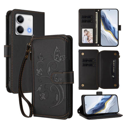 Butterfly Love Flower Multi-card Zipper Wallet Leather Phone Case, For Redmi 13C 4G / 5G / Poco C65, For Redmi Note 13 4G, For Redmi Note 13 Pro 5G / Poco X6, For Redmi Note 13 5G, For Redmi Note 13 Pro+, For Redmi 12 4G / 5G / Note 12R                ...