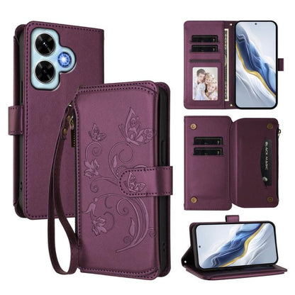 Butterfly Love Flower Multi-card Zipper Wallet Leather Phone Case, For Redmi 13C 4G / 5G / Poco C65, For Redmi Note 13 4G, For Redmi Note 13 Pro 5G / Poco X6, For Redmi Note 13 5G, For Redmi Note 13 Pro+, For Redmi 12 4G / 5G / Note 12R                ...