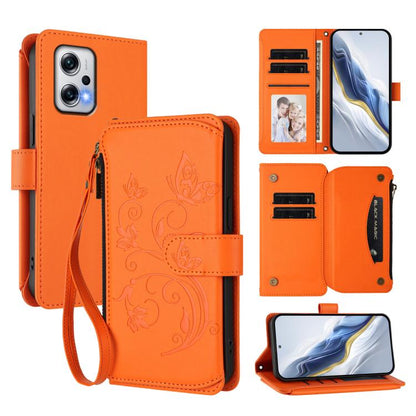 Butterfly Love Flower Multi-card Zipper Wallet Leather Phone Case, For Redmi 13C 4G / 5G / Poco C65, For Redmi Note 13 4G, For Redmi Note 13 Pro 5G / Poco X6, For Redmi Note 13 5G, For Redmi Note 13 Pro+, For Redmi 12 4G / 5G / Note 12R                ...