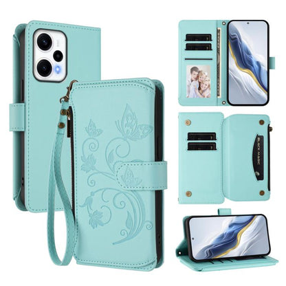 Butterfly Love Flower Multi-card Zipper Wallet Leather Phone Case, For Redmi 13C 4G / 5G / Poco C65, For Redmi Note 13 4G, For Redmi Note 13 Pro 5G / Poco X6, For Redmi Note 13 5G, For Redmi Note 13 Pro+, For Redmi 12 4G / 5G / Note 12R                ...