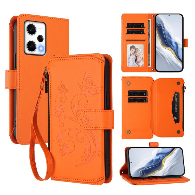 Butterfly Love Flower Multi-card Zipper Wallet Leather Phone Case, For Redmi Note 12 Pro 4G / Note 11 Pro 5G, For Redmi Note 12 4G Global, For Redmi A1 / Redmi A2, For Redmi 11A / Poco C55, For Redmi Note 12 Pro+ Global                                 ...