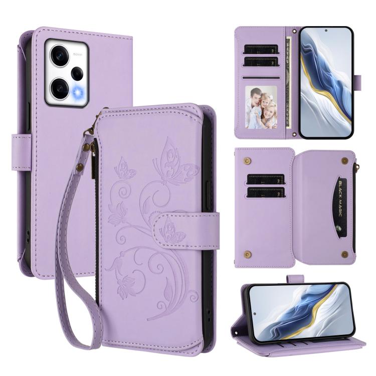 Butterfly Love Flower Multi-card Zipper Wallet Leather Phone Case, For Redmi Note 12 Pro 4G / Note 11 Pro 5G, For Redmi Note 12 4G Global, For Redmi A1 / Redmi A2, For Redmi 11A / Poco C55, For Redmi Note 12 Pro+ Global                                 ...
