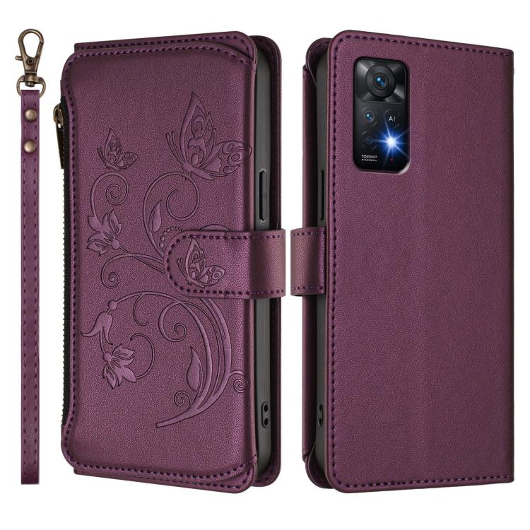 Butterfly Love Flower Multi-card Zipper Wallet Leather Phone Case, For Redmi Note 12 Pro 4G / Note 11 Pro 5G, For Redmi Note 12 4G Global, For Redmi A1 / Redmi A2, For Redmi 11A / Poco C55, For Redmi Note 12 Pro+ Global                                 ...