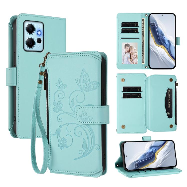 Butterfly Love Flower Multi-card Zipper Wallet Leather Phone Case, For Redmi Note 12 Pro 4G / Note 11 Pro 5G, For Redmi Note 12 4G Global, For Redmi A1 / Redmi A2, For Redmi 11A / Poco C55, For Redmi Note 12 Pro+ Global                                 ...