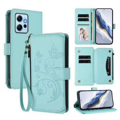Butterfly Love Flower Multi-card Zipper Wallet Leather Phone Case, For Redmi Note 12 Pro 4G / Note 11 Pro 5G, For Redmi Note 12 4G Global, For Redmi A1 / Redmi A2, For Redmi 11A / Poco C55, For Redmi Note 12 Pro+ Global                                 ...