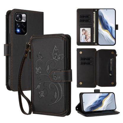 Butterfly Love Flower Multi-card Zipper Wallet Leather Phone Case, For Redmi Note 12 Pro 4G / Note 11 Pro 5G, For Redmi Note 12 4G Global, For Redmi A1 / Redmi A2, For Redmi 11A / Poco C55, For Redmi Note 12 Pro+ Global                                 ...