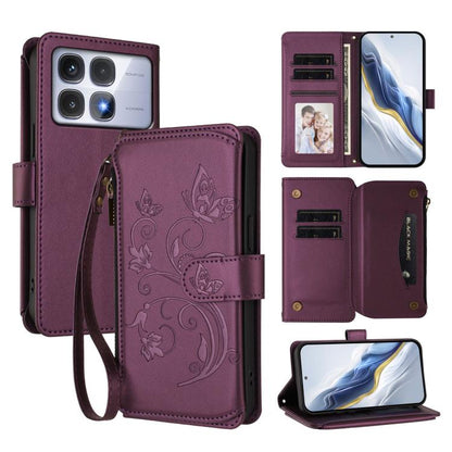 Butterfly Love Flower Multi-card Zipper Wallet Leather Phone Case, For Redmi 13 4G / 5G / 13x / Poco M6 4G, For Redmi A5 4G 173.3mm, For Redmi Note 14S 4G / Note 13 Pro 4G, For Redmi Note 14 4G 164.84mm, For Redmi Note 14 Pro 5G / Note 14 Pro+ 5G      ...