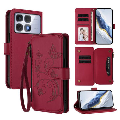 Butterfly Love Flower Multi-card Zipper Wallet Leather Phone Case, For Redmi 13 4G / 5G / 13x / Poco M6 4G, For Redmi A5 4G 173.3mm, For Redmi Note 14S 4G / Note 13 Pro 4G, For Redmi Note 14 4G 164.84mm, For Redmi Note 14 Pro 5G / Note 14 Pro+ 5G      ...