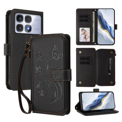 Butterfly Love Flower Multi-card Zipper Wallet Leather Phone Case, For Redmi 13 4G / 5G / 13x / Poco M6 4G, For Redmi A5 4G 173.3mm, For Redmi Note 14S 4G / Note 13 Pro 4G, For Redmi Note 14 4G 164.84mm, For Redmi Note 14 Pro 5G / Note 14 Pro+ 5G      ...