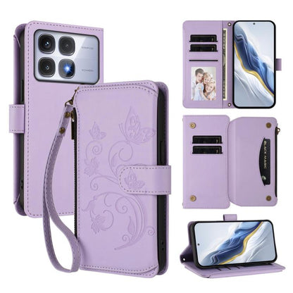 Butterfly Love Flower Multi-card Zipper Wallet Leather Phone Case, For Redmi 13 4G / 5G / 13x / Poco M6 4G, For Redmi A5 4G 173.3mm, For Redmi Note 14S 4G / Note 13 Pro 4G, For Redmi Note 14 4G 164.84mm, For Redmi Note 14 Pro 5G / Note 14 Pro+ 5G      ...