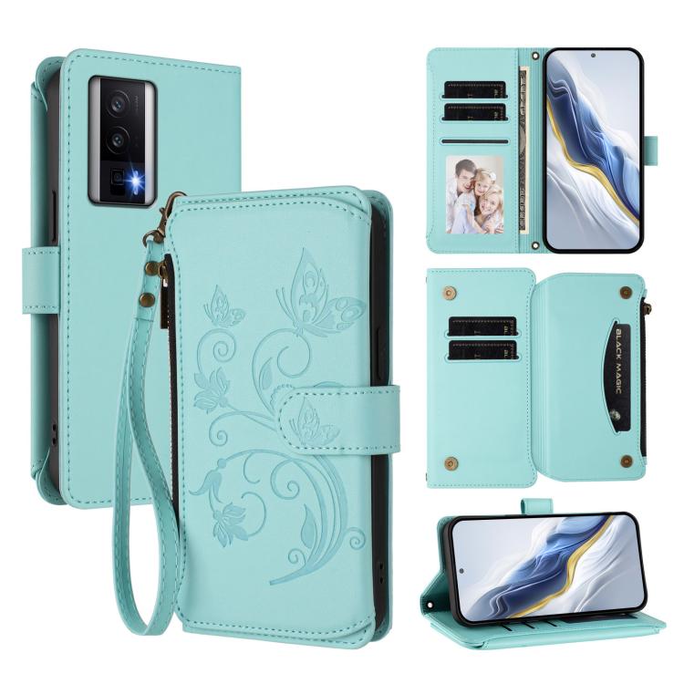 Butterfly Love Flower Multi-card Zipper Wallet Leather Phone Case, For Redmi 13C 4G / 5G / Poco C65, For Redmi Note 13 4G, For Redmi Note 13 Pro 5G / Poco X6, For Redmi Note 13 5G, For Redmi Note 13 Pro+, For Redmi 12 4G / 5G / Note 12R                ...