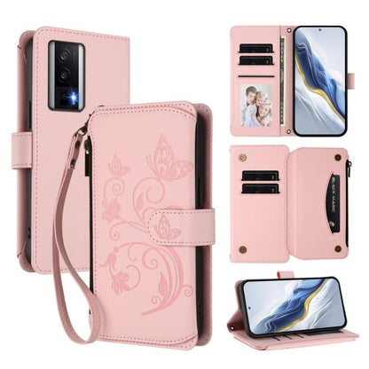 Butterfly Love Flower Multi-card Zipper Wallet Leather Phone Case, For Redmi 13C 4G / 5G / Poco C65, For Redmi Note 13 4G, For Redmi Note 13 Pro 5G / Poco X6, For Redmi Note 13 5G, For Redmi Note 13 Pro+, For Redmi 12 4G / 5G / Note 12R                ...