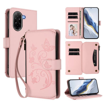 Butterfly Love Flower Multi-card Zipper Wallet Leather Phone Case, For Redmi 13 4G / 5G / 13x / Poco M6 4G, For Redmi A5 4G 173.3mm, For Redmi Note 14S 4G / Note 13 Pro 4G, For Redmi Note 14 4G 164.84mm, For Redmi Note 14 Pro 5G / Note 14 Pro+ 5G      ...