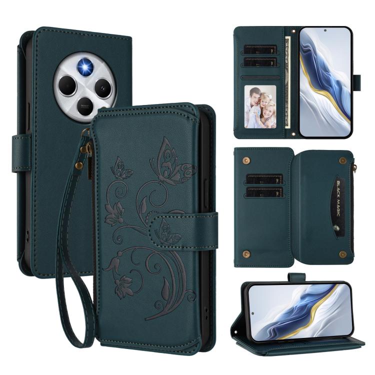 Butterfly Love Flower Multi-card Zipper Wallet Leather Phone Case, For Redmi 13 4G / 5G / 13x / Poco M6 4G, For Redmi A5 4G 173.3mm, For Redmi Note 14S 4G / Note 13 Pro 4G, For Redmi Note 14 4G 164.84mm, For Redmi Note 14 Pro 5G / Note 14 Pro+ 5G      ...