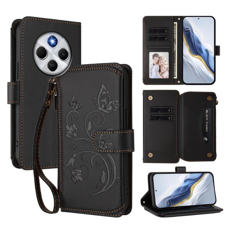 Butterfly Love Flower Multi-card Zipper Wallet Leather Phone Case, For Redmi 13 4G / 5G / 13x / Poco M6 4G, For Redmi A5 4G 173.3mm, For Redmi Note 14S 4G / Note 13 Pro 4G, For Redmi Note 14 4G 164.84mm, For Redmi Note 14 Pro 5G / Note 14 Pro+ 5G      ...