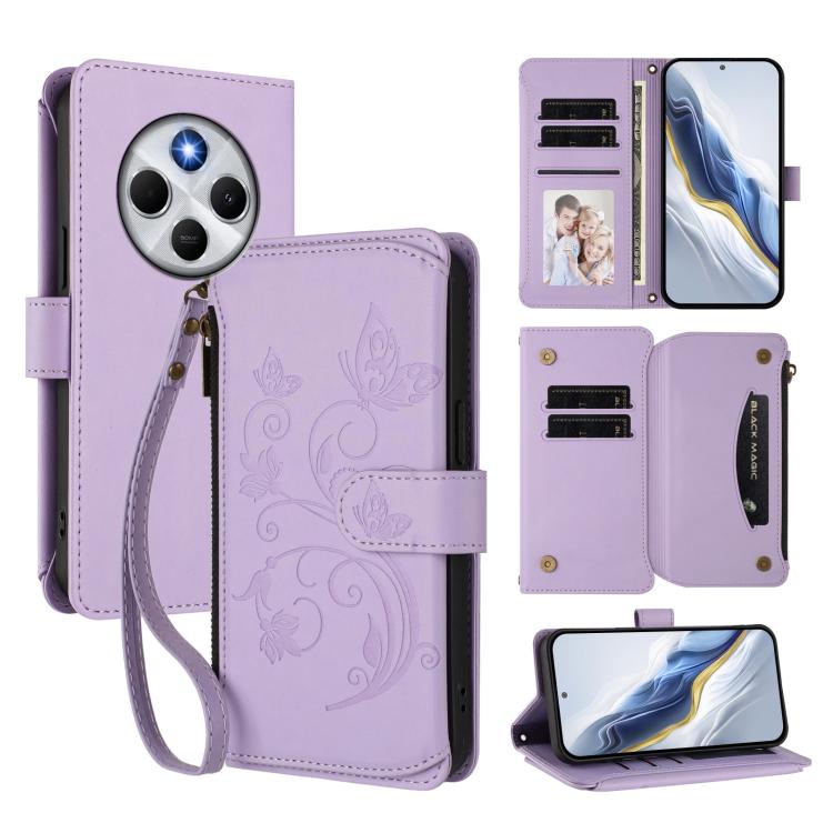 Butterfly Love Flower Multi-card Zipper Wallet Leather Phone Case, For Redmi 13 4G / 5G / 13x / Poco M6 4G, For Redmi A5 4G 173.3mm, For Redmi Note 14S 4G / Note 13 Pro 4G, For Redmi Note 14 4G 164.84mm, For Redmi Note 14 Pro 5G / Note 14 Pro+ 5G      ...