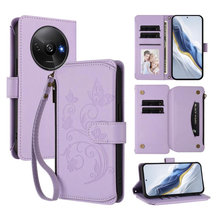 Butterfly Love Flower Multi-card Zipper Wallet Leather Phone Case, For Redmi 13 4G / 5G / 13x / Poco M6 4G, For Redmi A5 4G 173.3mm, For Redmi Note 14S 4G / Note 13 Pro 4G, For Redmi Note 14 4G 164.84mm, For Redmi Note 14 Pro 5G / Note 14 Pro+ 5G      ...