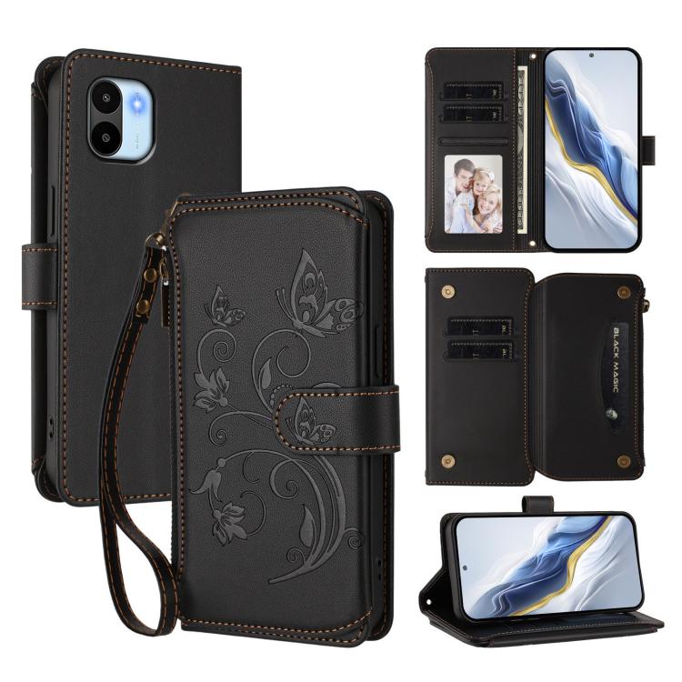 Butterfly Love Flower Multi-card Zipper Wallet Leather Phone Case, For Redmi Note 12 Pro 4G / Note 11 Pro 5G, For Redmi Note 12 4G Global, For Redmi A1 / Redmi A2, For Redmi 11A / Poco C55, For Redmi Note 12 Pro+ Global                                 ...