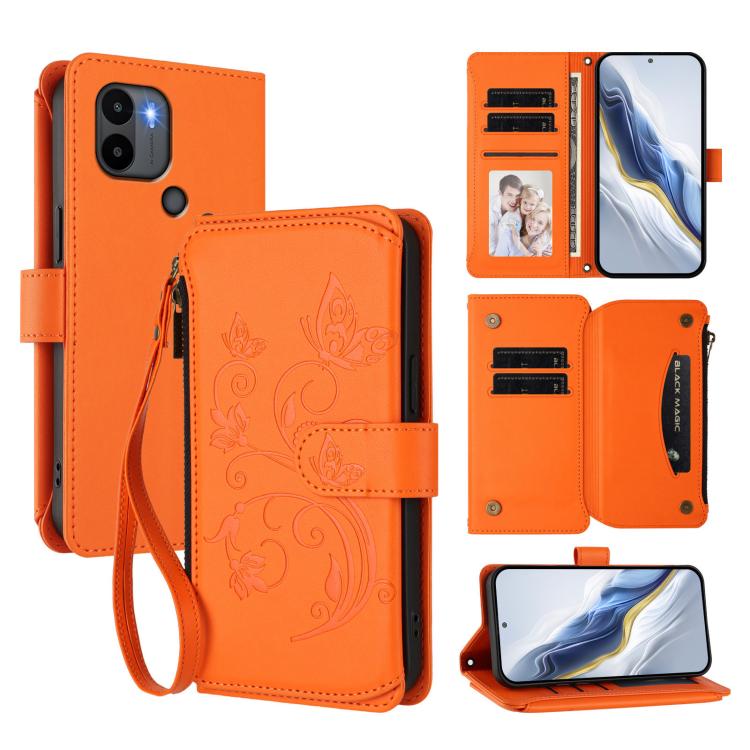Butterfly Love Flower Multi-card Zipper Wallet Leather Phone Case, For Redmi 13C 4G / 5G / Poco C65, For Redmi Note 13 4G, For Redmi Note 13 Pro 5G / Poco X6, For Redmi Note 13 5G, For Redmi Note 13 Pro+, For Redmi 12 4G / 5G / Note 12R                ...