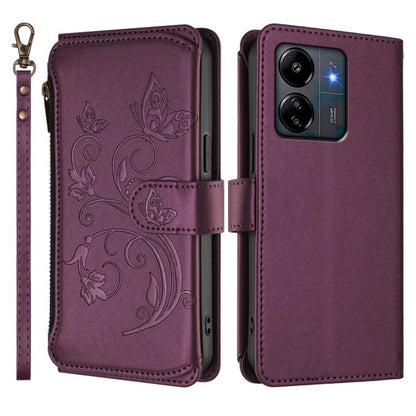 Butterfly Love Flower Multi-card Zipper Wallet Leather Phone Case, For Redmi 13C 4G / 5G / Poco C65, For Redmi Note 13 4G, For Redmi Note 13 Pro 5G / Poco X6, For Redmi Note 13 5G, For Redmi Note 13 Pro+, For Redmi 12 4G / 5G / Note 12R                ...