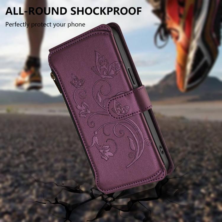 Butterfly Love Flower Multi-card Zipper Wallet Leather Phone Case, For Redmi 13C 4G / 5G / Poco C65, For Redmi Note 13 4G, For Redmi Note 13 Pro 5G / Poco X6, For Redmi Note 13 5G, For Redmi Note 13 Pro+, For Redmi 12 4G / 5G / Note 12R                ...