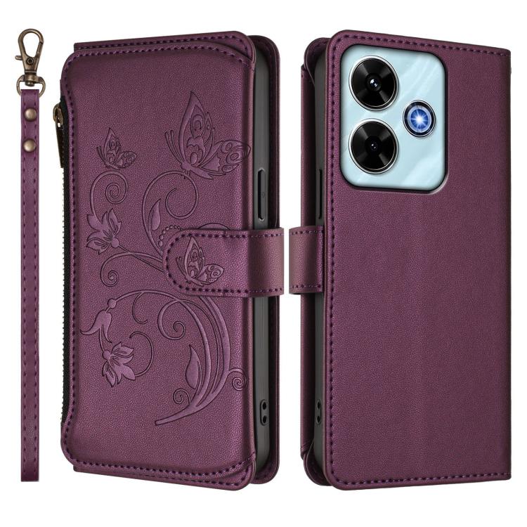 Butterfly Love Flower Multi-card Zipper Wallet Leather Phone Case, For Redmi 13 4G / 5G / 13x / Poco M6 4G, For Redmi A5 4G 173.3mm, For Redmi Note 14S 4G / Note 13 Pro 4G, For Redmi Note 14 4G 164.84mm, For Redmi Note 14 Pro 5G / Note 14 Pro+ 5G      ...
