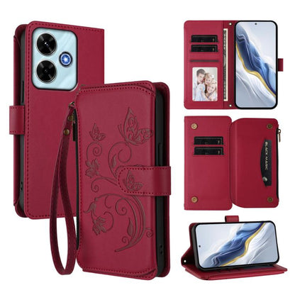 Butterfly Love Flower Multi-card Zipper Wallet Leather Phone Case, For Redmi 13 4G / 5G / 13x / Poco M6 4G, For Redmi A5 4G 173.3mm, For Redmi Note 14S 4G / Note 13 Pro 4G, For Redmi Note 14 4G 164.84mm, For Redmi Note 14 Pro 5G / Note 14 Pro+ 5G      ...