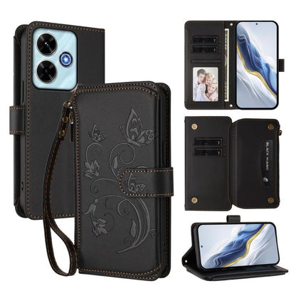 Butterfly Love Flower Multi-card Zipper Wallet Leather Phone Case, For Redmi 13 4G / 5G / 13x / Poco M6 4G, For Redmi A5 4G 173.3mm, For Redmi Note 14S 4G / Note 13 Pro 4G, For Redmi Note 14 4G 164.84mm, For Redmi Note 14 Pro 5G / Note 14 Pro+ 5G      ...