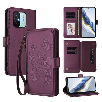 Butterfly Love Flower Multi-card Zipper Wallet Leather Phone Case, For Redmi Note 12 Pro 4G / Note 11 Pro 5G, For Redmi Note 12 4G Global, For Redmi A1 / Redmi A2, For Redmi 11A / Poco C55, For Redmi Note 12 Pro+ Global                                 ...