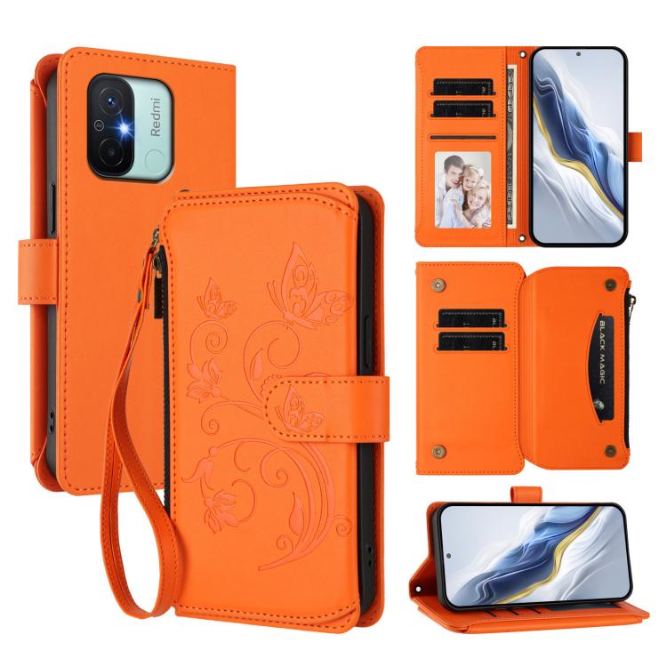 Butterfly Love Flower Multi-card Zipper Wallet Leather Phone Case, For Redmi Note 12 Pro 4G / Note 11 Pro 5G, For Redmi Note 12 4G Global, For Redmi A1 / Redmi A2, For Redmi 11A / Poco C55, For Redmi Note 12 Pro+ Global                                 ...