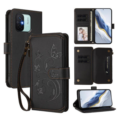 Butterfly Love Flower Multi-card Zipper Wallet Leather Phone Case, For Redmi Note 12 Pro 4G / Note 11 Pro 5G, For Redmi Note 12 4G Global, For Redmi A1 / Redmi A2, For Redmi 11A / Poco C55, For Redmi Note 12 Pro+ Global                                 ...