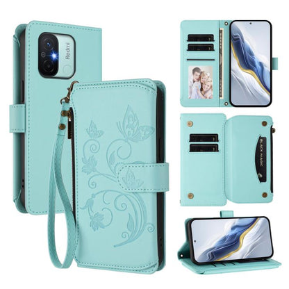 Butterfly Love Flower Multi-card Zipper Wallet Leather Phone Case, For Redmi Note 12 Pro 4G / Note 11 Pro 5G, For Redmi Note 12 4G Global, For Redmi A1 / Redmi A2, For Redmi 11A / Poco C55, For Redmi Note 12 Pro+ Global                                 ...